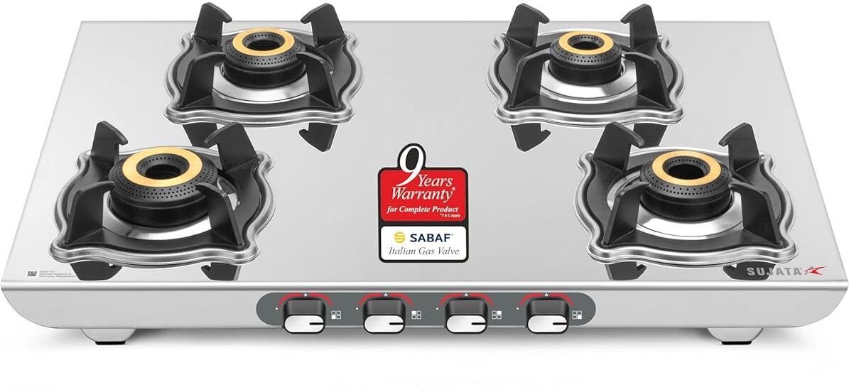 sujata Majestic Manual Gas Stove 4 Burner | Gas Chulha for Kitchen | ISI Certified | Stainless Steel Manual Gas Stove-picture-28