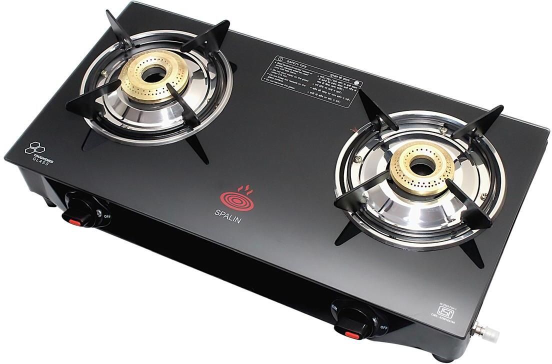 spalin Toughened Glass Durable, Stylish Glass A.I(Automatic Ignition) Gas Stove BLACK Stainless Steel Automatic Gas Stove-picture-0