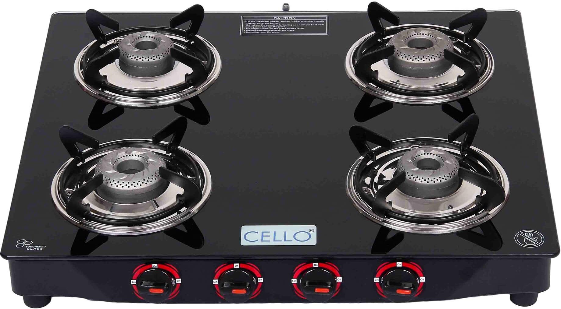 Gem 4 Burner Black Gas Cooktop,Toughened Glass, ISI Certified, 1 Year Warranty Glass Manual Gas Stove-image-26