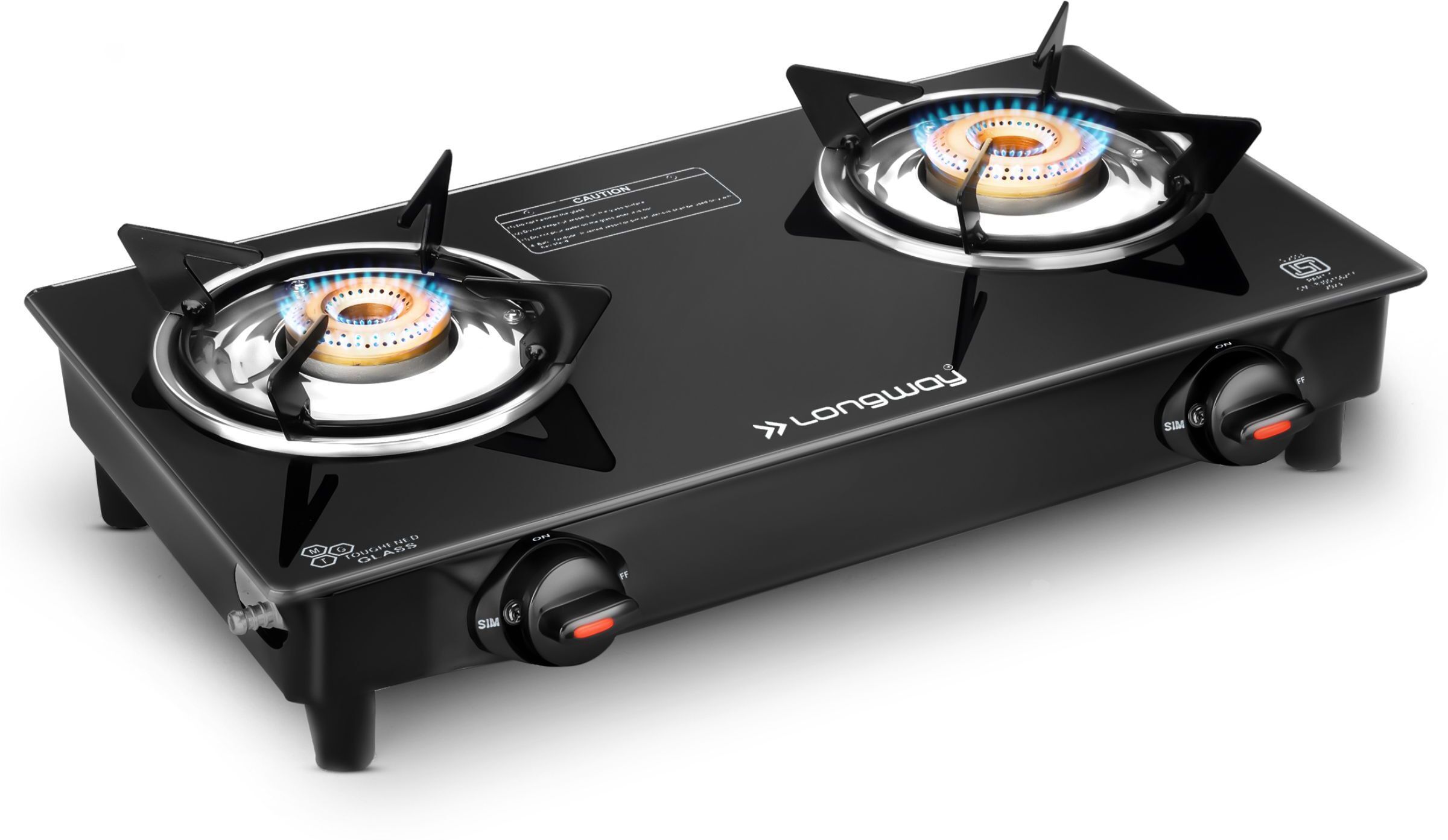 Premium ISI Certified, Glass-top|Spill-proof, Easy-clean design|Anti skid legs, Stainless Steel, Glass Manual Gas Stove