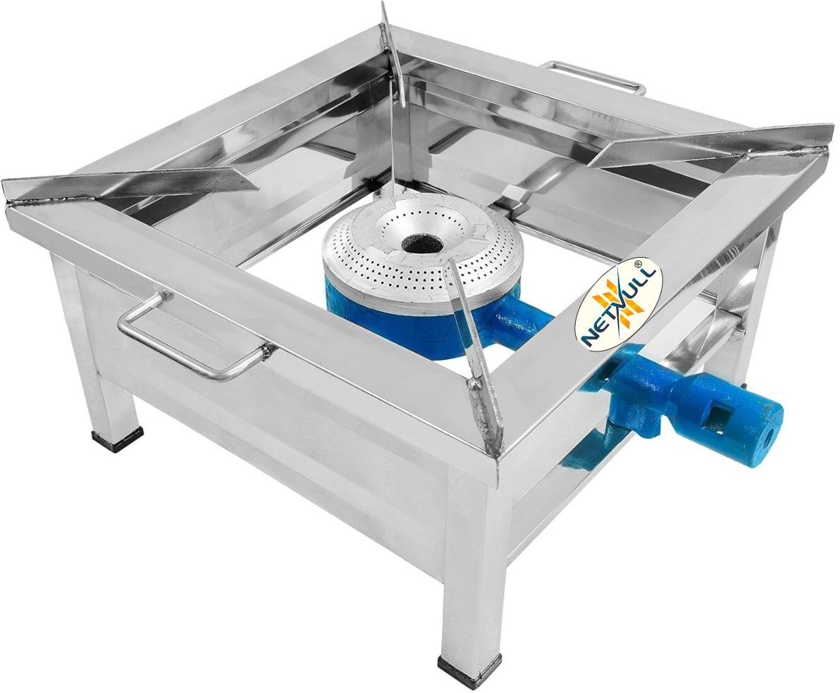 netvull Commercial Stainless Steel Gas Stove Bhatti for Kitchens (12x12x8inch) Stainless Steel Manual Gas Stove-picture-1