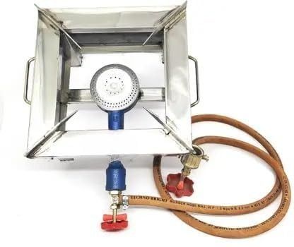 Heavy Duty Commercial Gas Stove - Stainless Steel Single Burner Square Bhatti Stainless Steel Manual Gas Stove-image-14