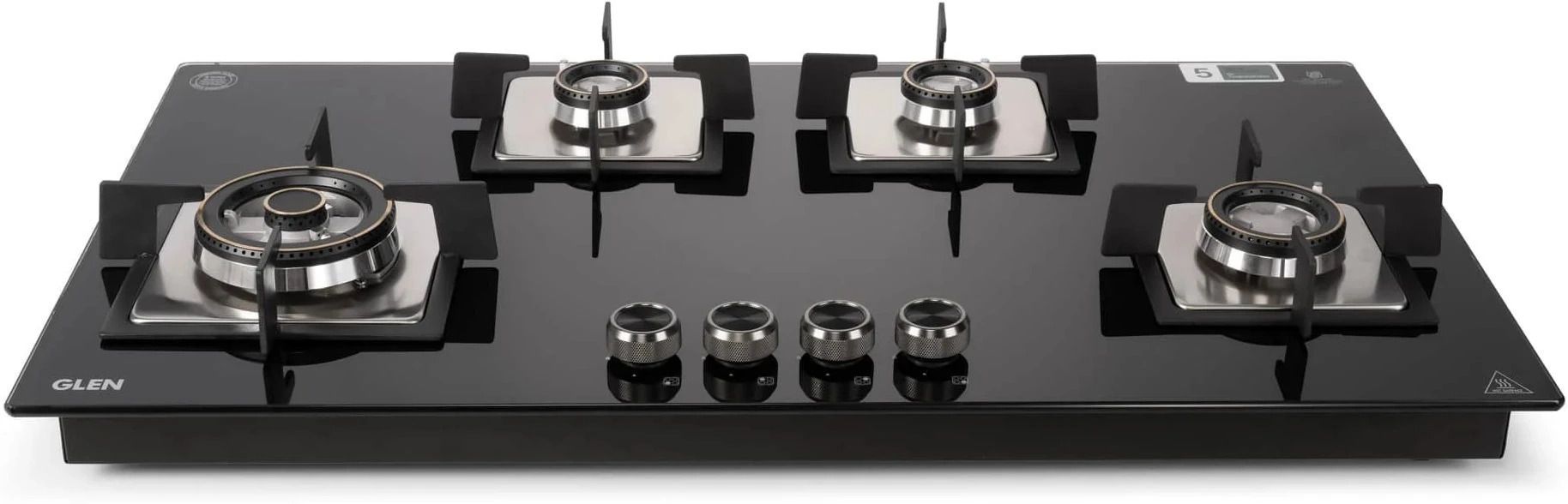 glen Built In Glass | Auto Ignition| Double brass burners with double-ring flames Glass Automatic Hob-picture-2