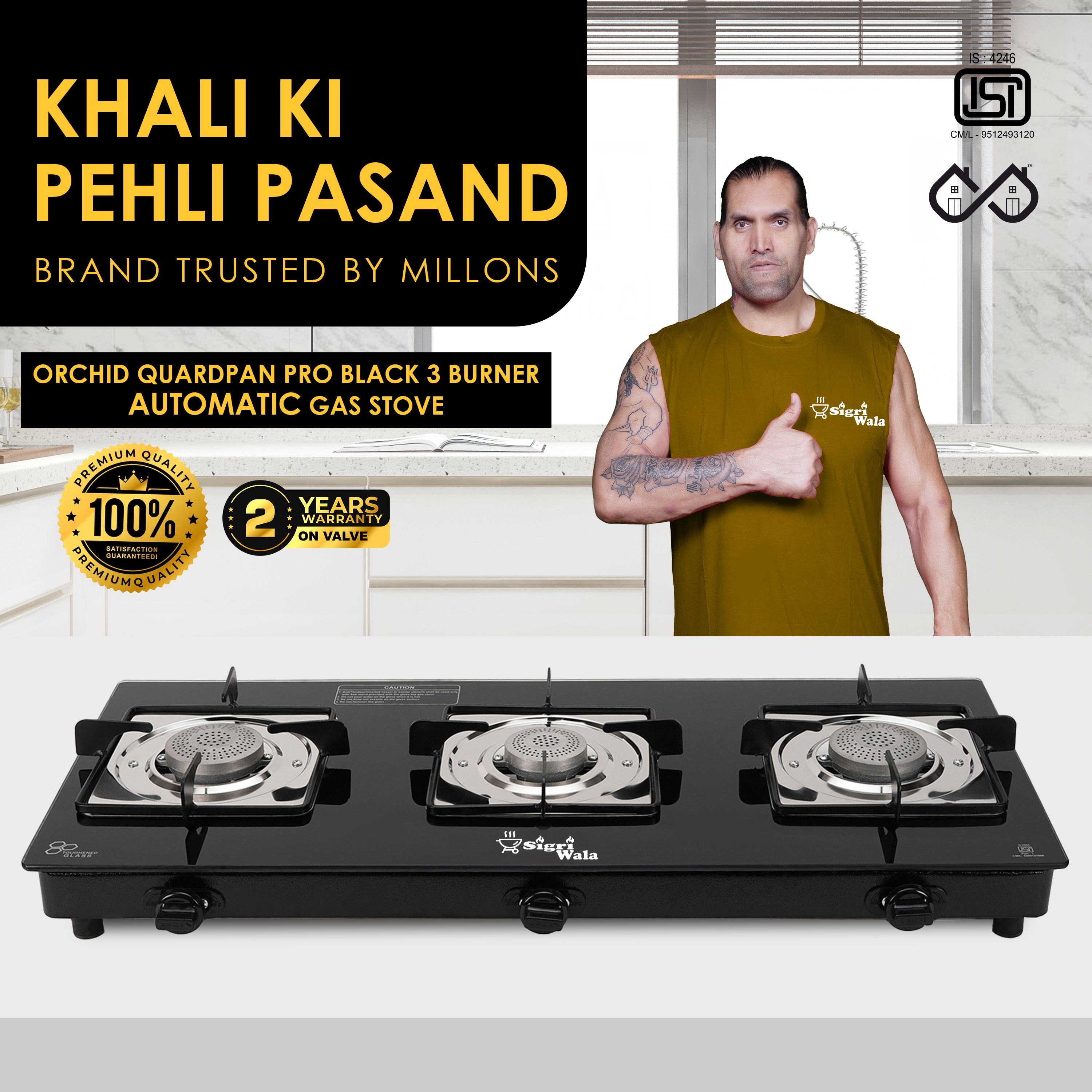 Surya Primecook Orchid Black Glass Automatic Gas Stove-image-46