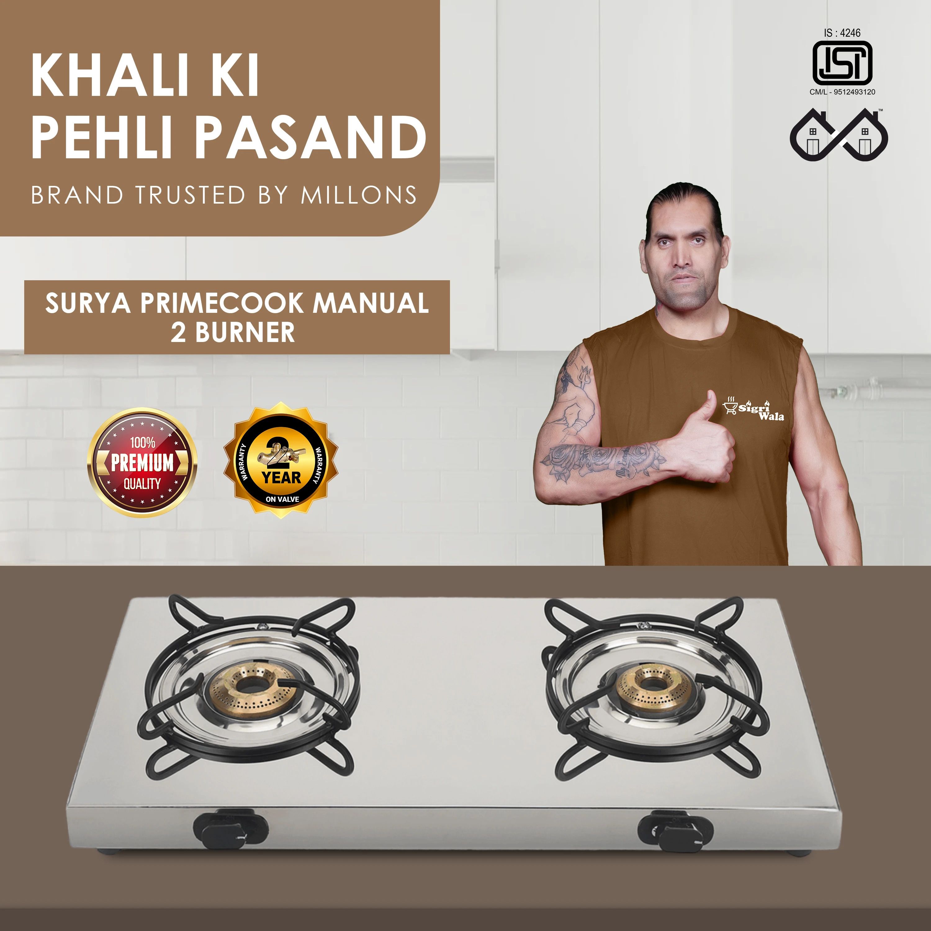 Surya Primecook Manual Ultra Slim SS Stainless Steel Manual Gas Stove-image-29