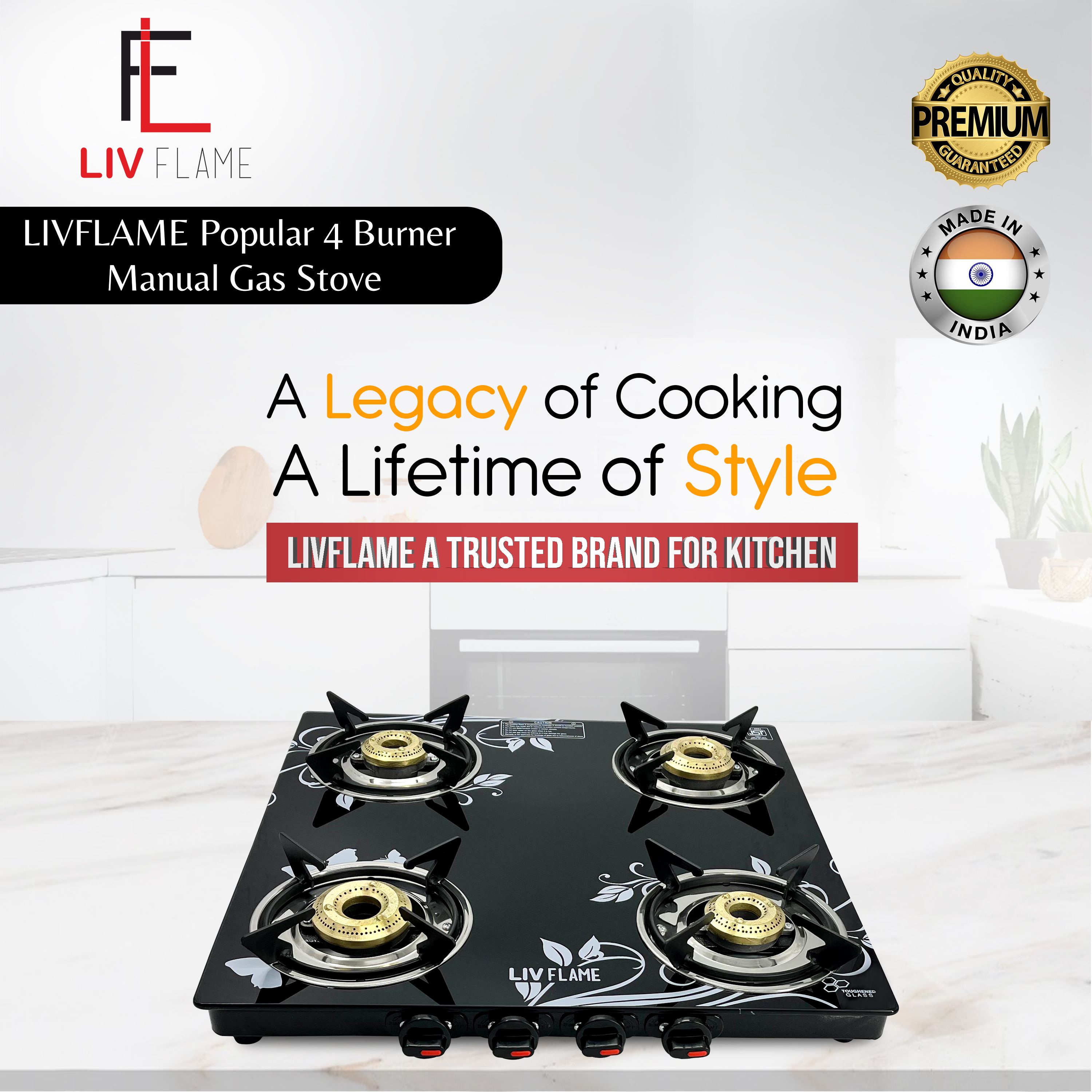 Popular Cute Blkd Toughened Glass Gas stove(Manual,Black) Glass Manual Gas Stove-image-26