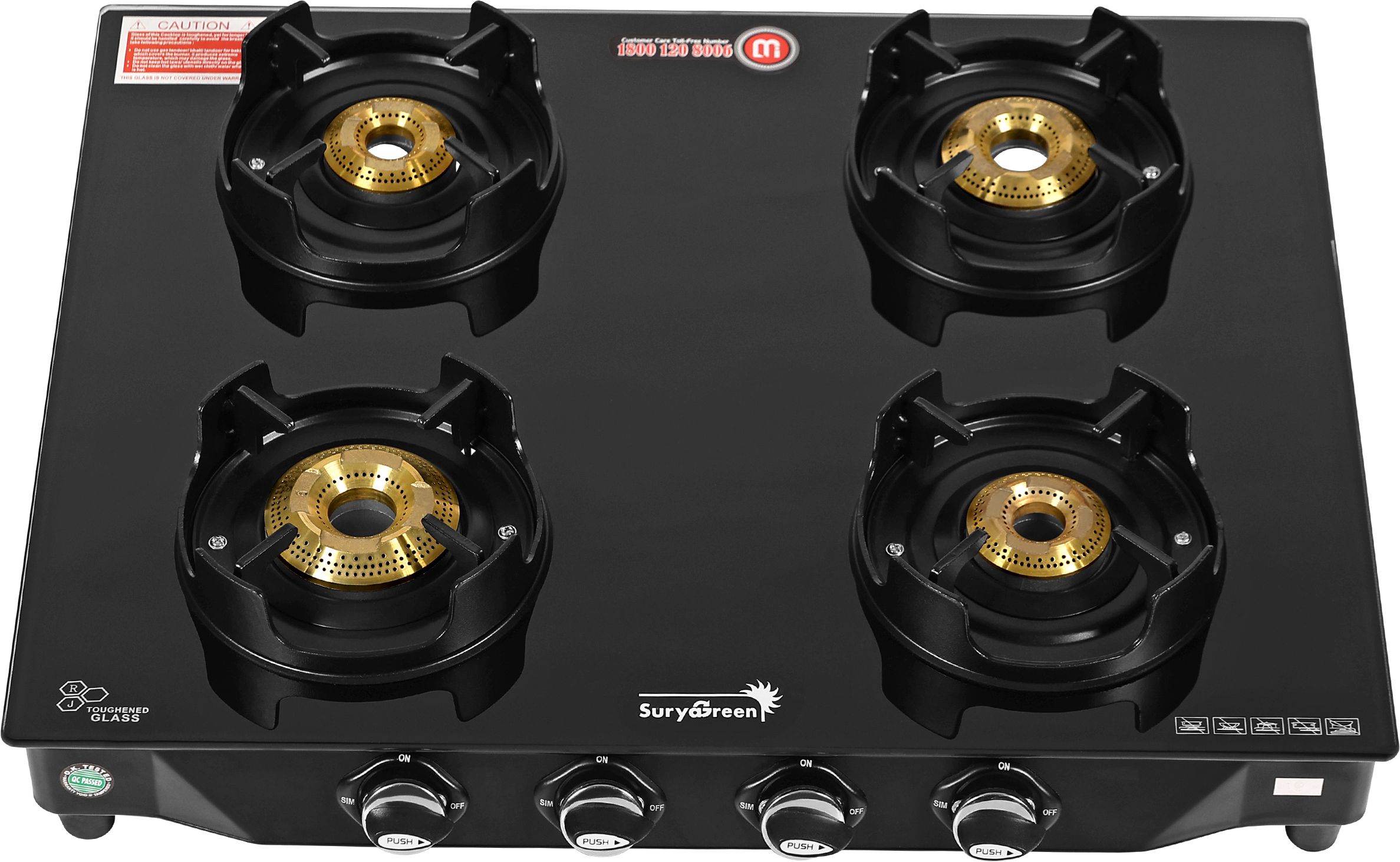 4 burner Stainless Steel, Glass Manual Gas Stove-image-1