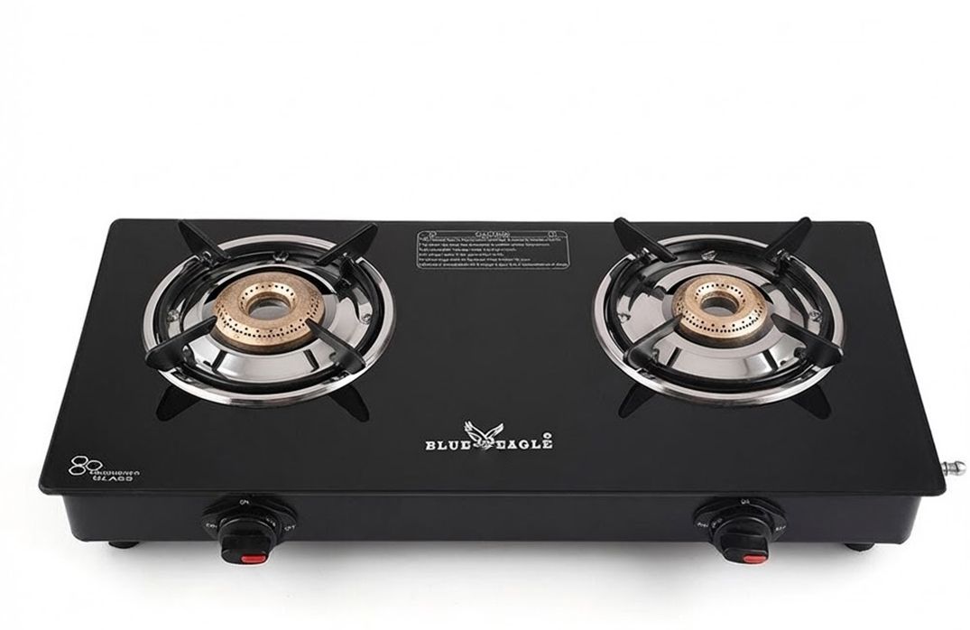 Classic Toughened Black Glass Top and High-Efficiency Cast Iron Burners Glass Manual Gas Stove-image-3