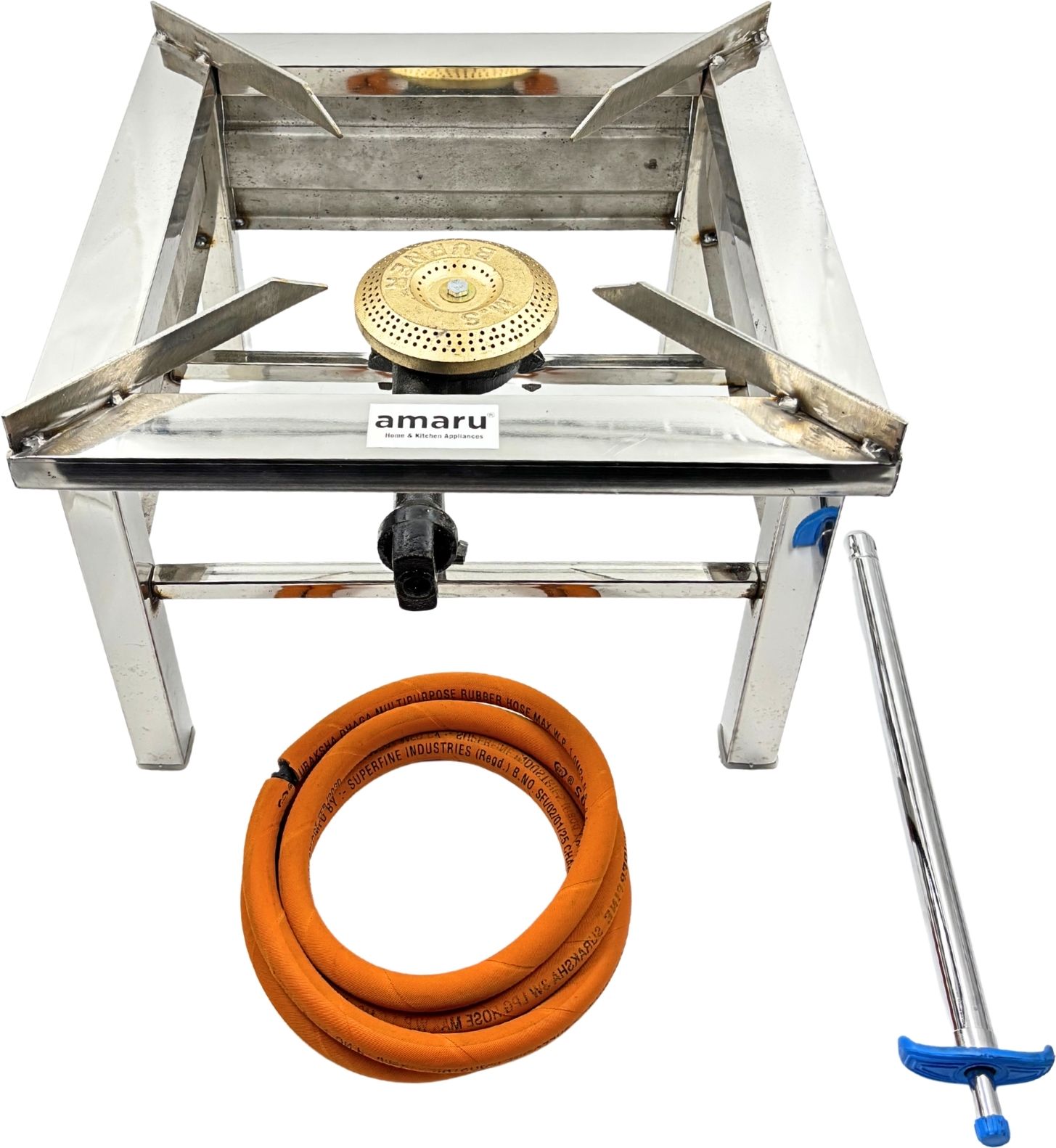 amaru Square Chulha Canteen Bhatti Commercial Large-14Lx14Wx10.5H Stainless Steel Manual Gas Stove-picture-11