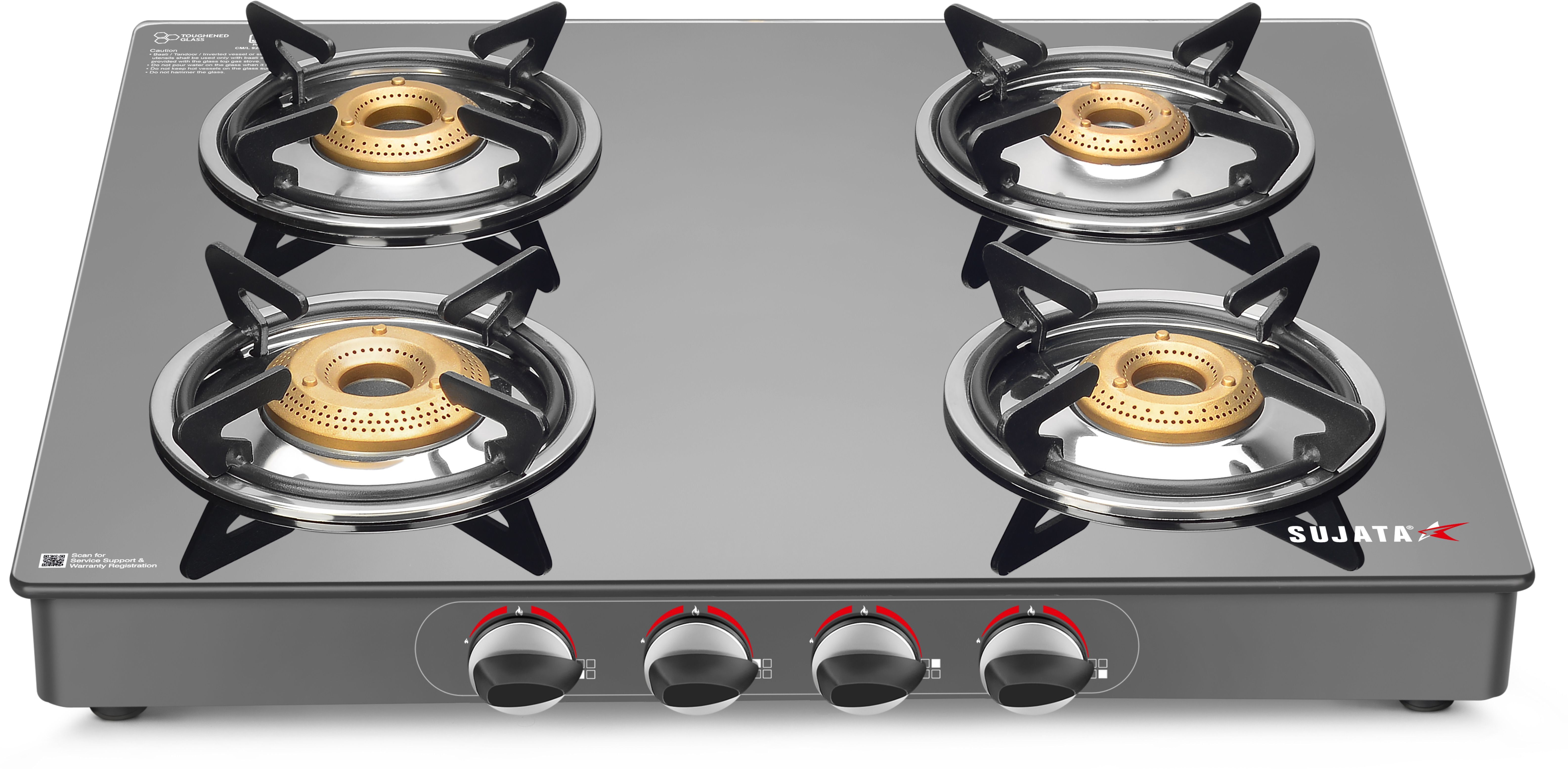 Gas Stove 4 Burner |Gas Chulha for Kitchen | ISI Certified |LPG & PNG Compatible Glass Manual Gas Stove-image-27