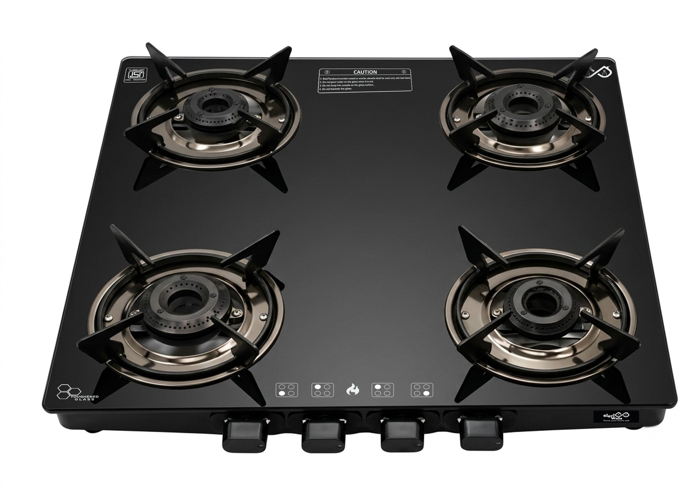 Ebony Plain Sleek Glass Manual Gas Stove-image-20