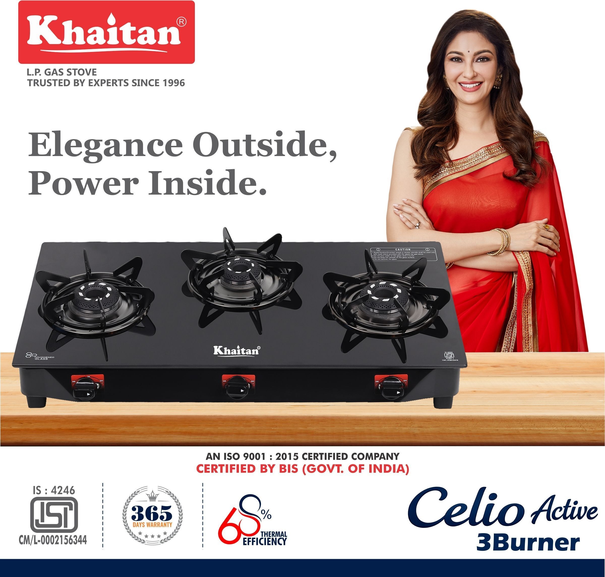Celio Active 3 Burner Black Toughened Glass Manual Gas Stove-image-18