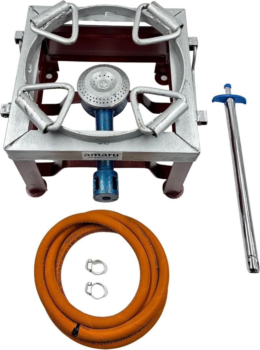 Square Chulha Round Ring Canteen Bhatti Commercial Small-10Lx10Wx8H Iron Manual Gas Stove-image-13