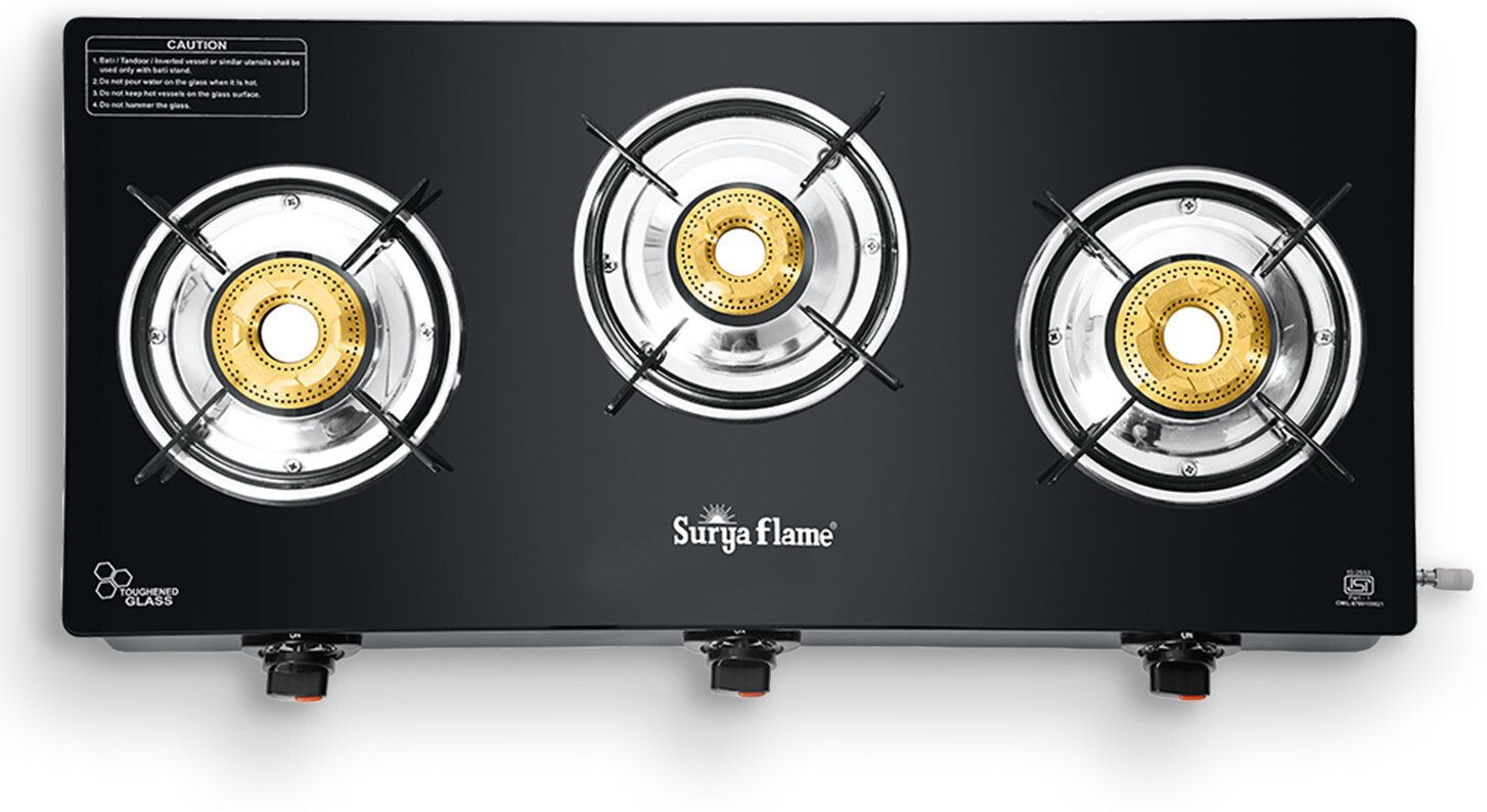 3Brass Burner Toughened Glass Splendor cooktop Glass Manual Gas Stove-image-30