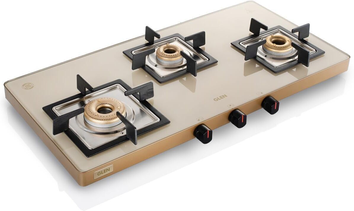3 Burner Ultra Slim Apricot Glass Gas Stove with High Flame Forged Brass Burner Glass Manual Gas Stove-image-14