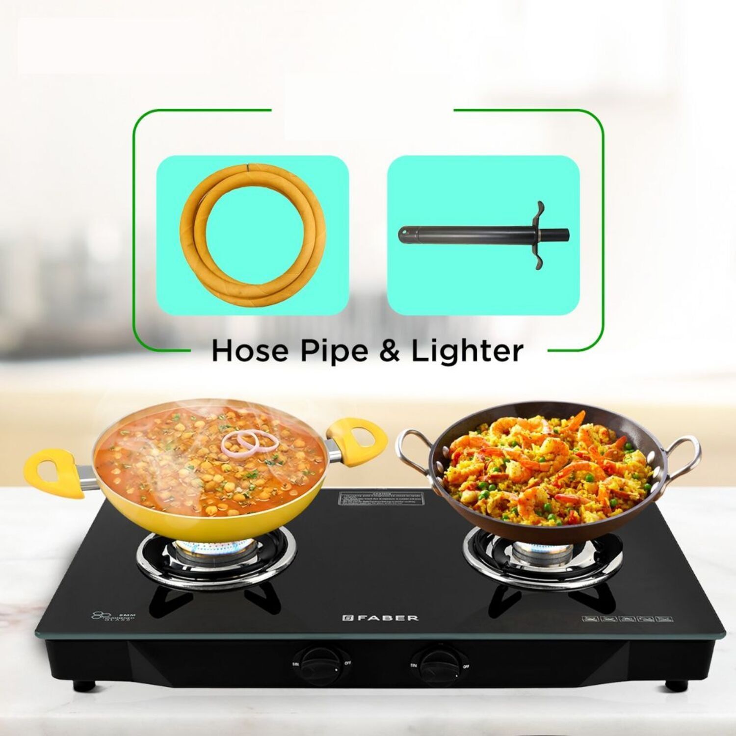 COOKTOP DAISY PRO 2BB Brass Burner with Lighter & Hose Pipe Glass Manual Gas Stove-image-36