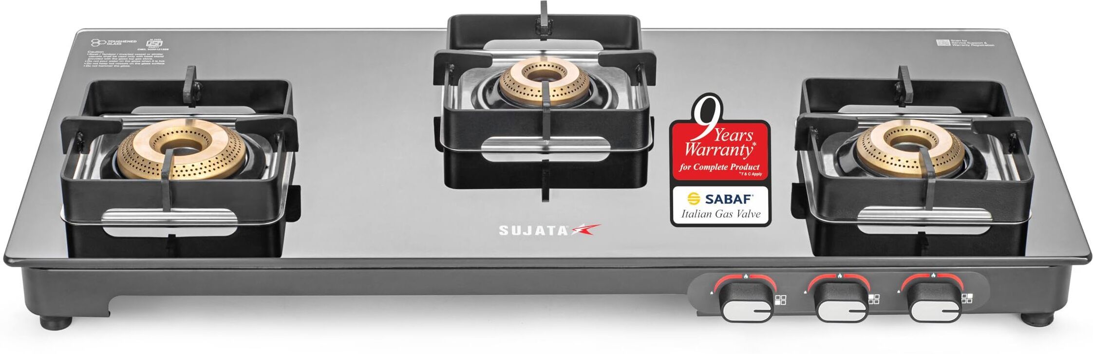Gas Stove 3 Burner | Gas Chulha for Kitchen | ISI Certified | ( 3B Regal M ) Glass, Iron Manual Gas Stove-image-43