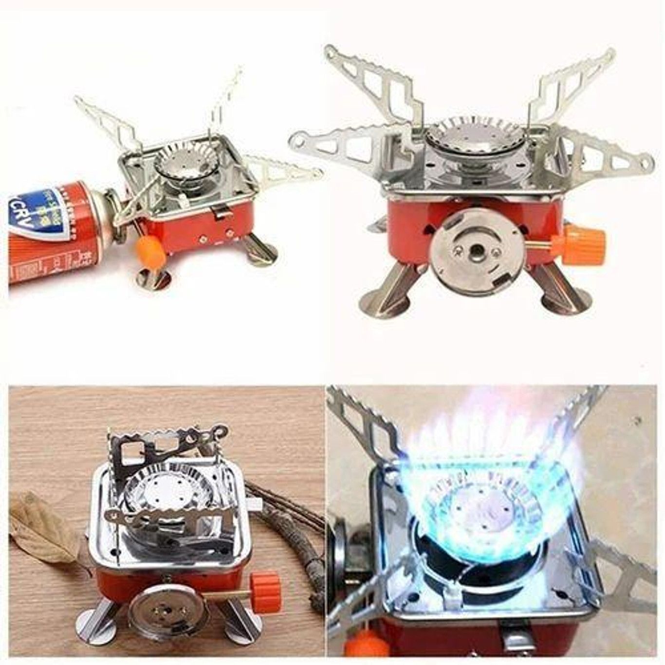 techel Small Foldable Gas Stove for Hiking, Travel, Outdoor Cooking, and Campin Stainless Steel Manual Gas Stove-picture-0