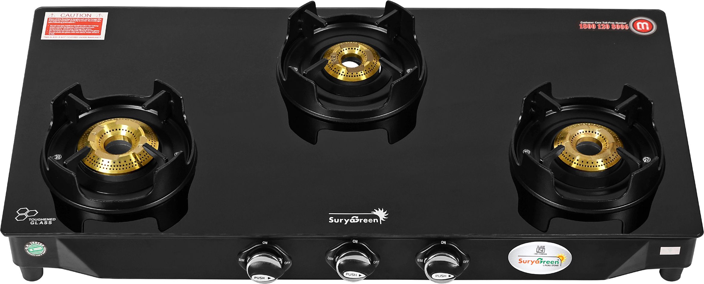 suryagreen 3 burner Stainless Steel, Glass Manual Gas Stove-picture-35