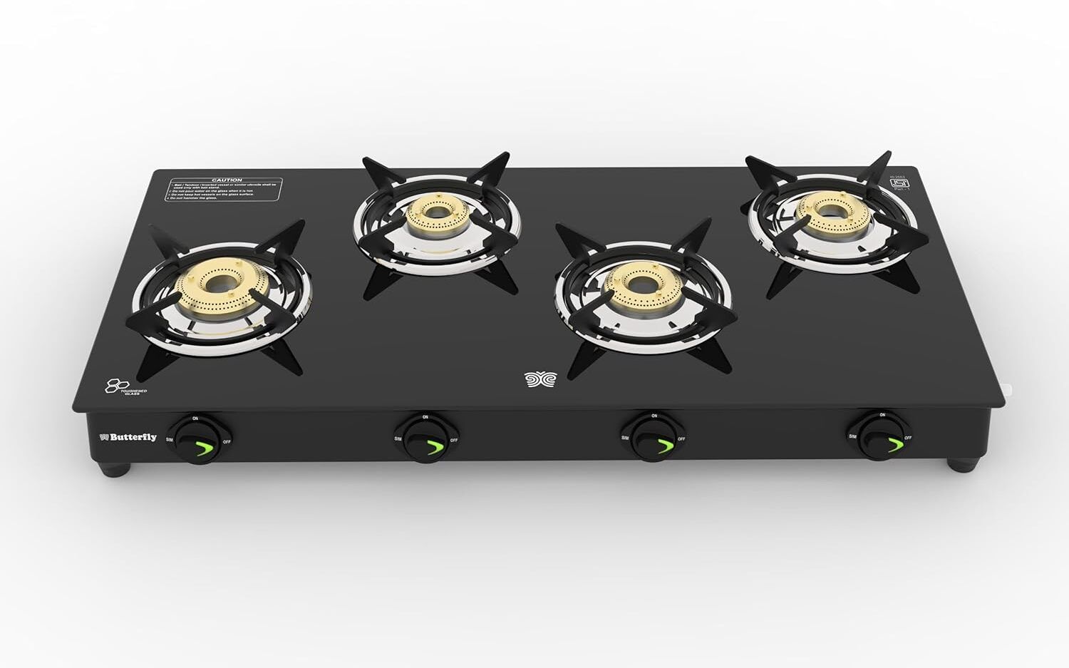 butterfly Alpha Max Glass Top | Removable Drip Tray | Tri‑Flow Jumbo Brass Burner Glass Manual Gas Stove-picture-13