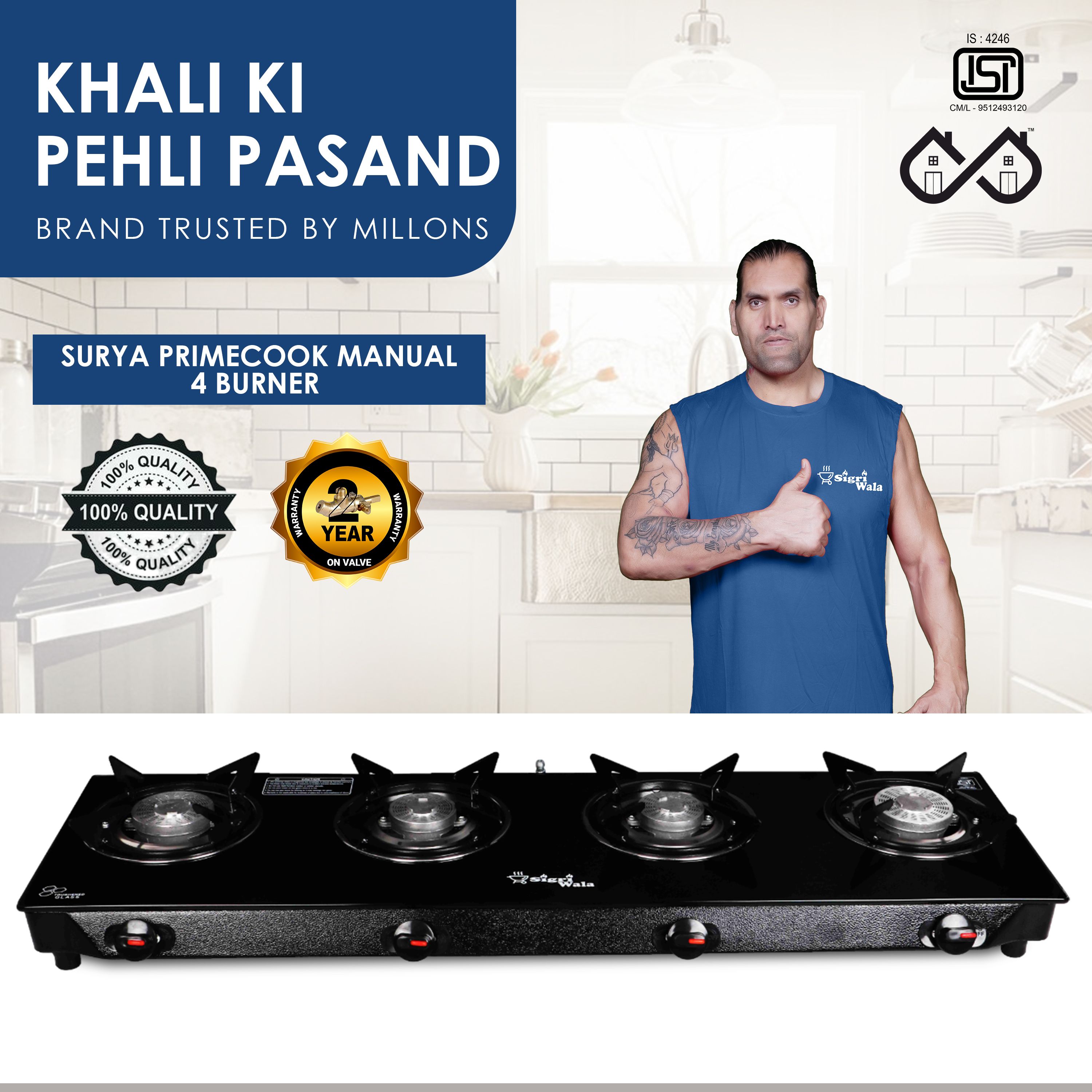 4B STL Plain Toughened Glass Gas stove(Manual,Black) Glass Manual Gas Stove-image-28