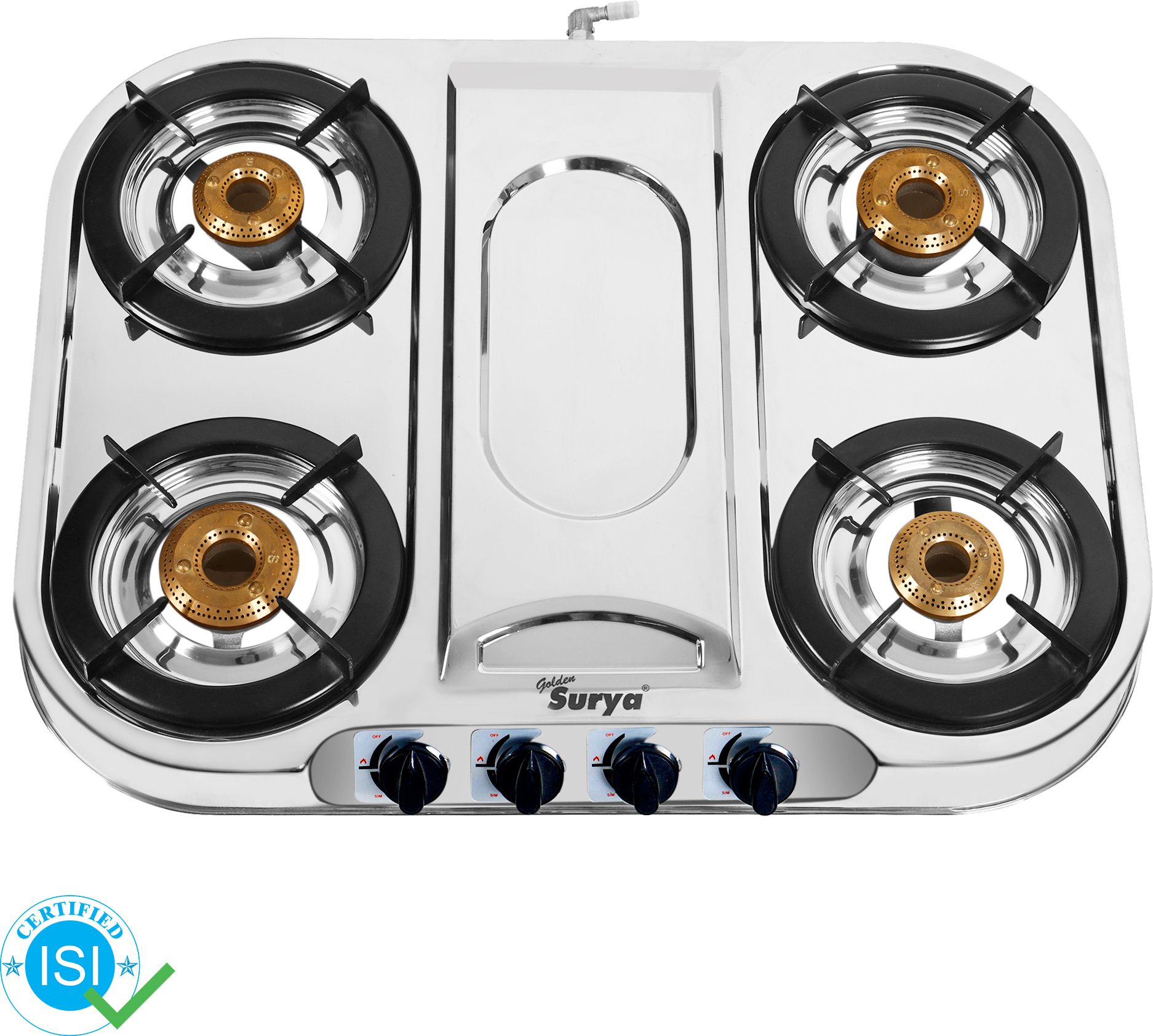 Premium Stainless Steel Body Frame, Gas Stove 4 Brass Burner, Manual Ignition Stainless Steel Manual Gas Stove-image-30