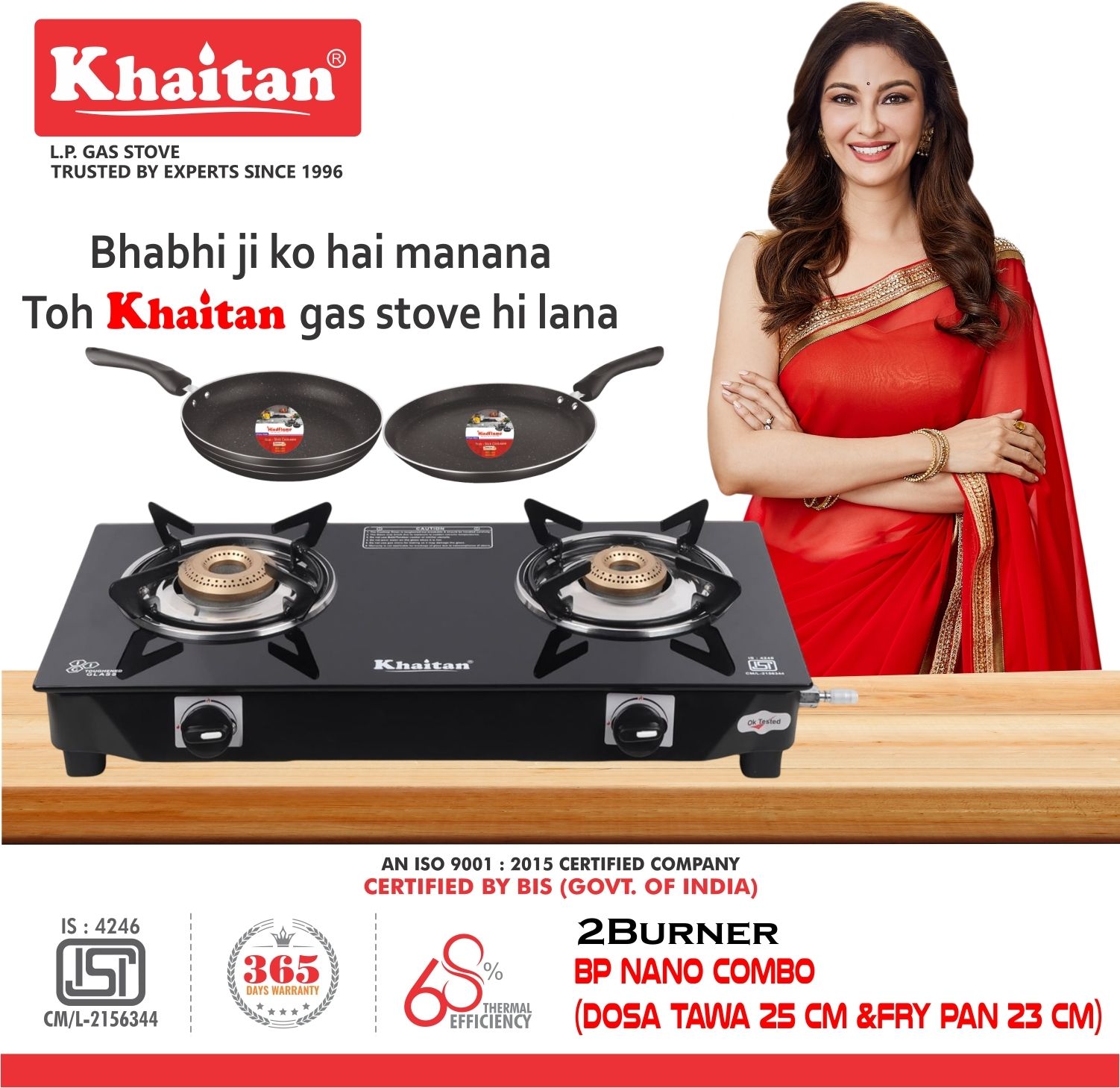 2 Burner Nano MS Black + 1 Hindflame Dosa Tawa + 1 Hindflame Fry Pan Glass Manual Gas Stove-image-15