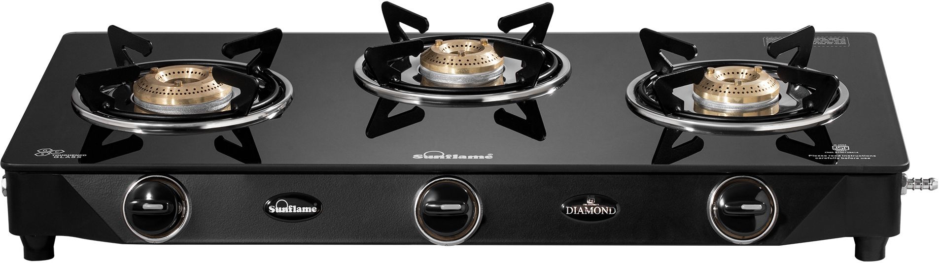 diamond 3 burner gas stove glass manual gas stove