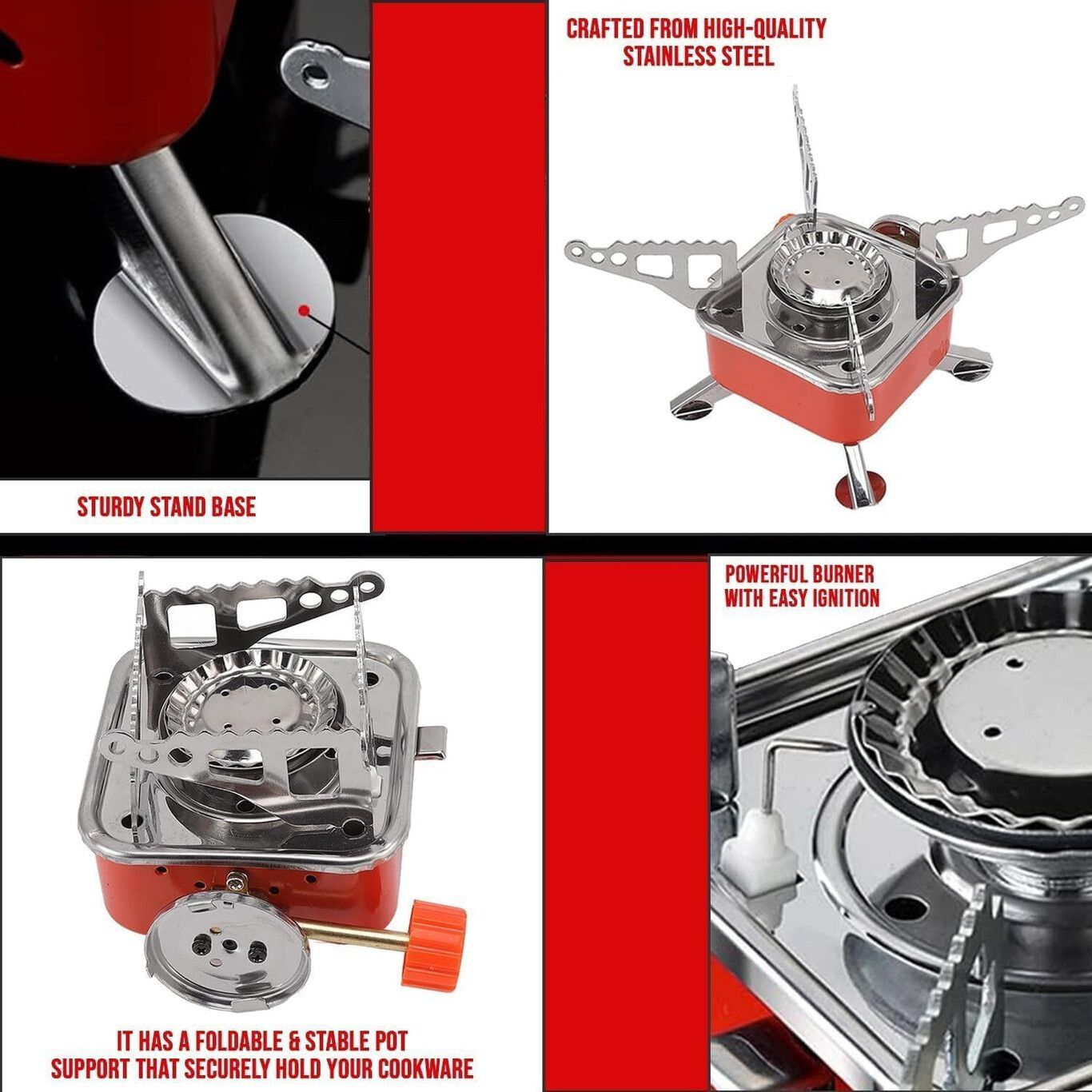 techel Small Foldable Gas Stove for Hiking, Travel, Outdoor Cooking, and Campin Stainless Steel Manual Gas Stove-picture-9