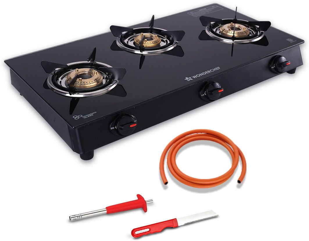wonderchef Zest Neo Cooktop With Gas Lighter and Kitchen Knife Glass Manual Gas Stove-picture-14