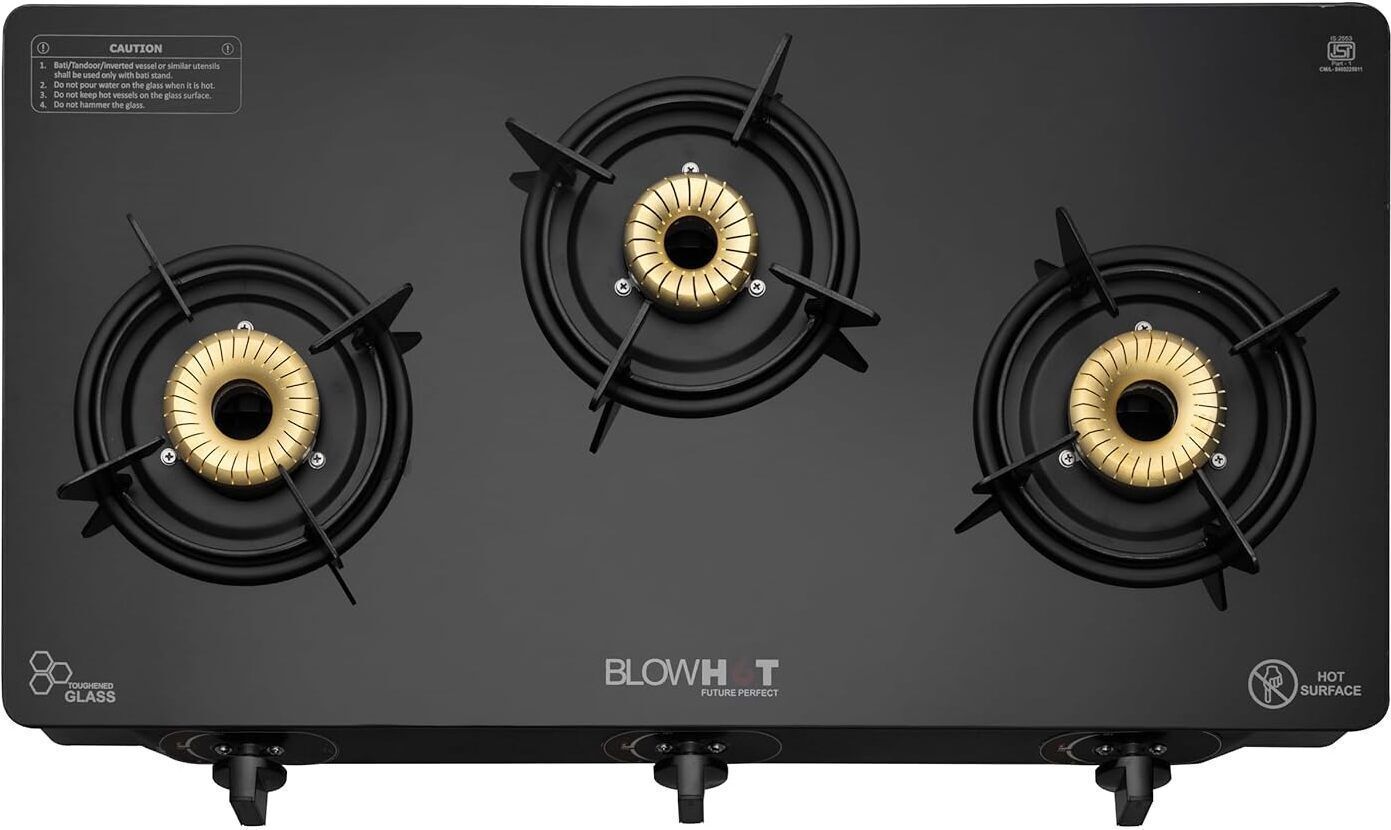 Pearl Heavy Brass 3 Burner Stove Stainless Steel Frame 1 Year Warranty Toughened Glass, Iron Automatic Gas Stove-image-6