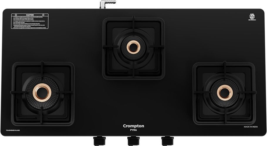 crompton CKT-PYR773-MSB Pyra 3 Burner 77cm Slim Stainless Steel, Brass, Glass Manual Gas Stove-picture-10