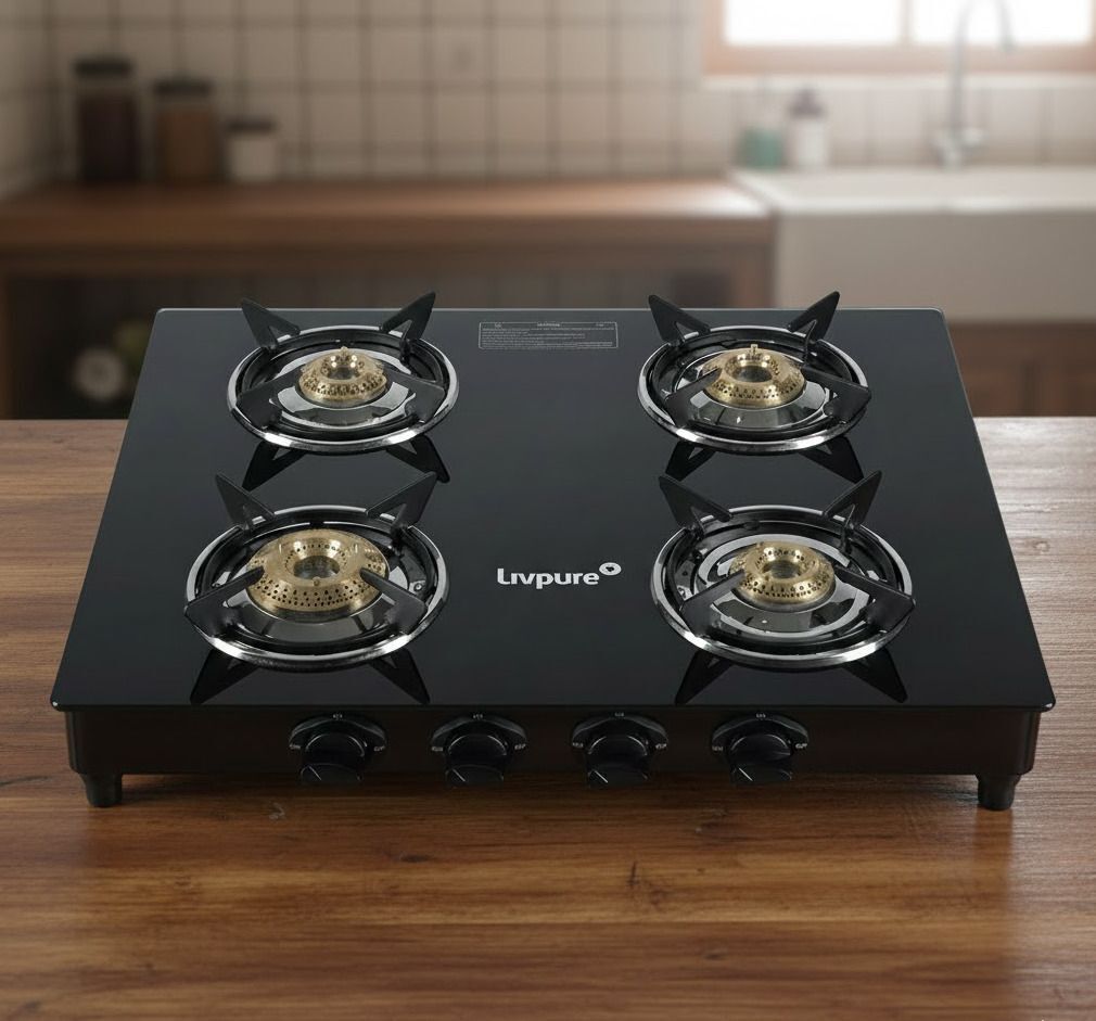 livpure Glass, Stainless Steel Manual Gas Stove-picture-0