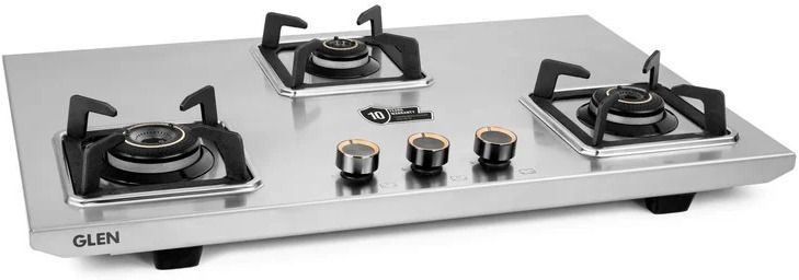 glen 3 Burner Stainless Steel LPG Gas Stove | Forged Brass Burners | Manual Ignition Stainless Steel Manual Gas Stove-picture-20