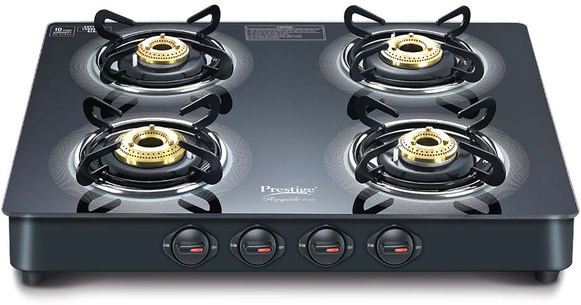 Royale Plus GT 04 Toughened Black Glass Top with Baati/Tandoor Stand Inside Glass Manual Gas Stove-image-30