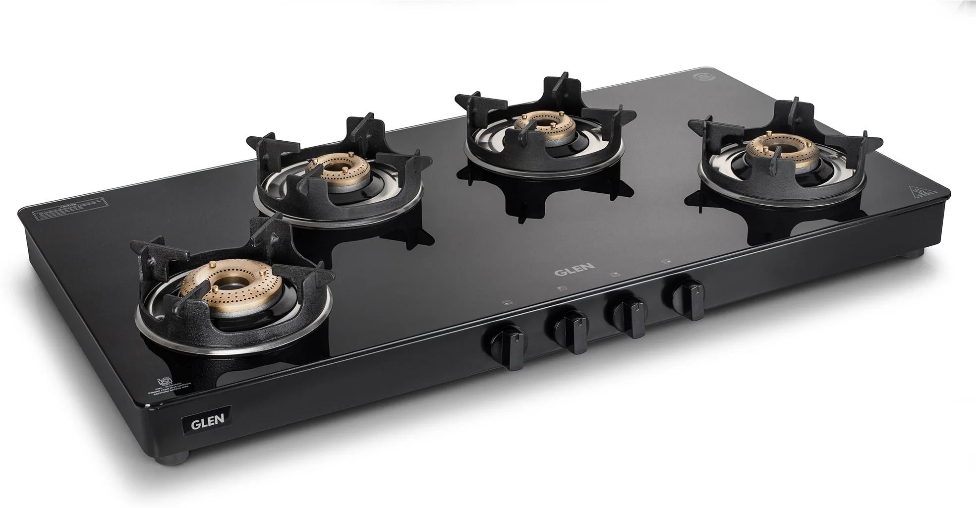 glen 4 Burner LPG Gas Stove | Brass Burner | Crown Pan Supports | Glass Manual Gas Stove-picture-11