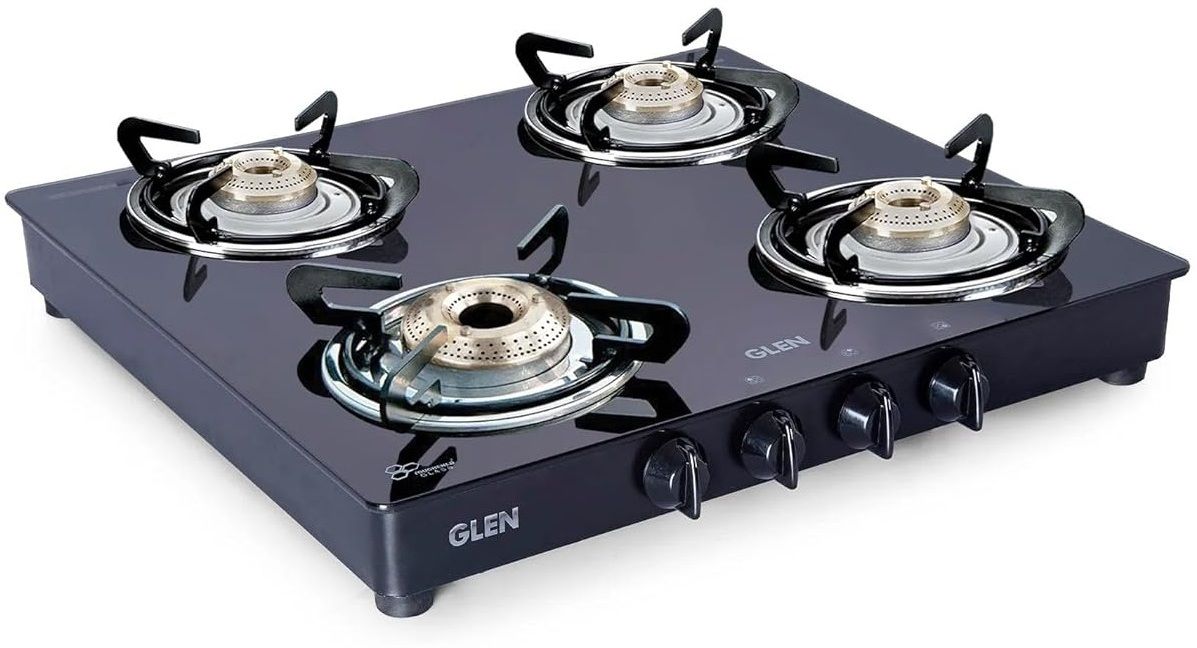 glen 4 Burner LPG Gas Stove 1 High Flame 3 Brass Burners Double Drip Trays Glass Automatic Gas Stove-picture-14