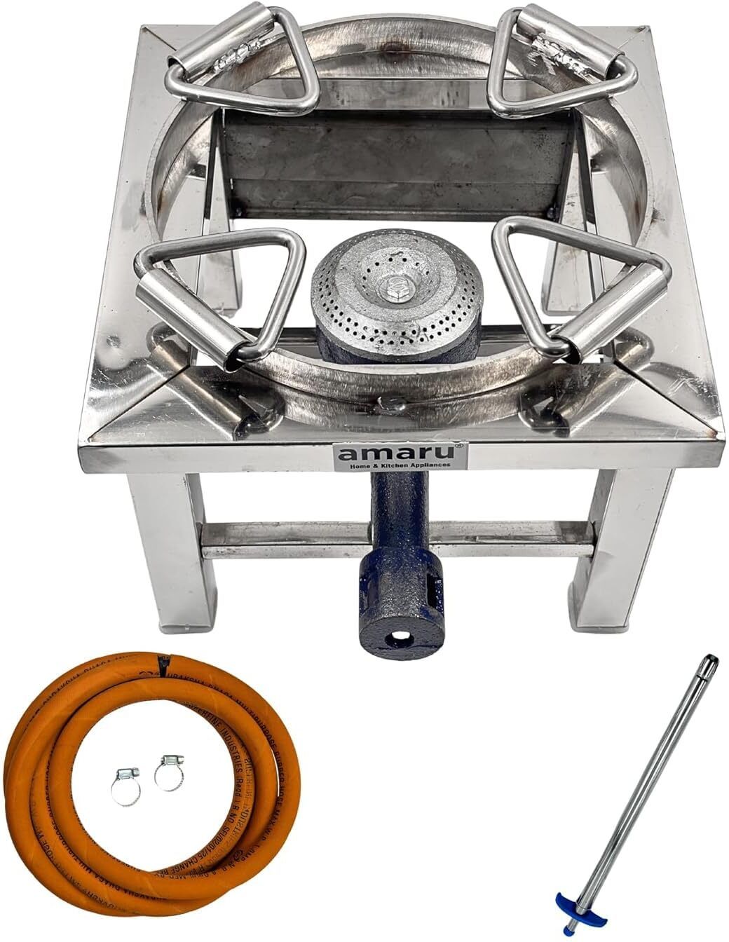 amaru Square Chulha Round Ring Canteen Bhatti Commercial Small-10Lx10Wx8H Stainless Steel Manual Gas Stove-picture-27