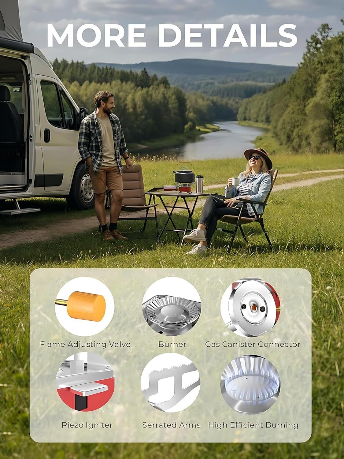 enmora Portable Stove Foldable, Camping Stove Portable Stoves MX13 Stainless Steel Manual Gas Stove-picture-32