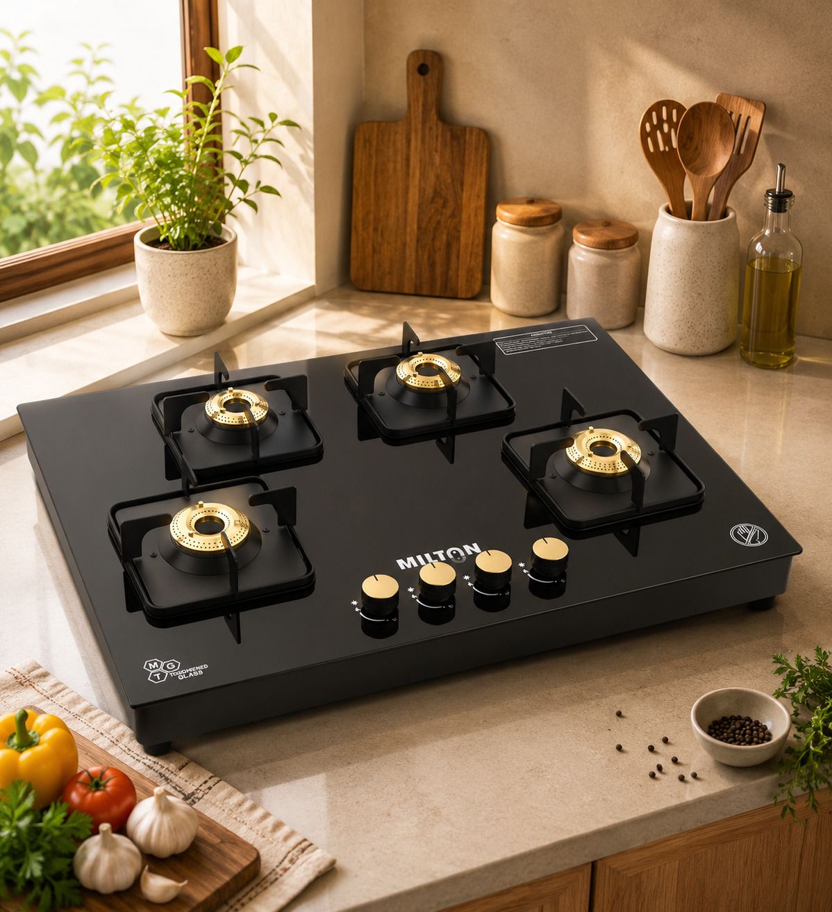Champion Gas Stove 4 Burner Chulha | LPG Gas Stove | 360° Nozzle | 8mm Toughened Glass Manual Gas Stove-image-21