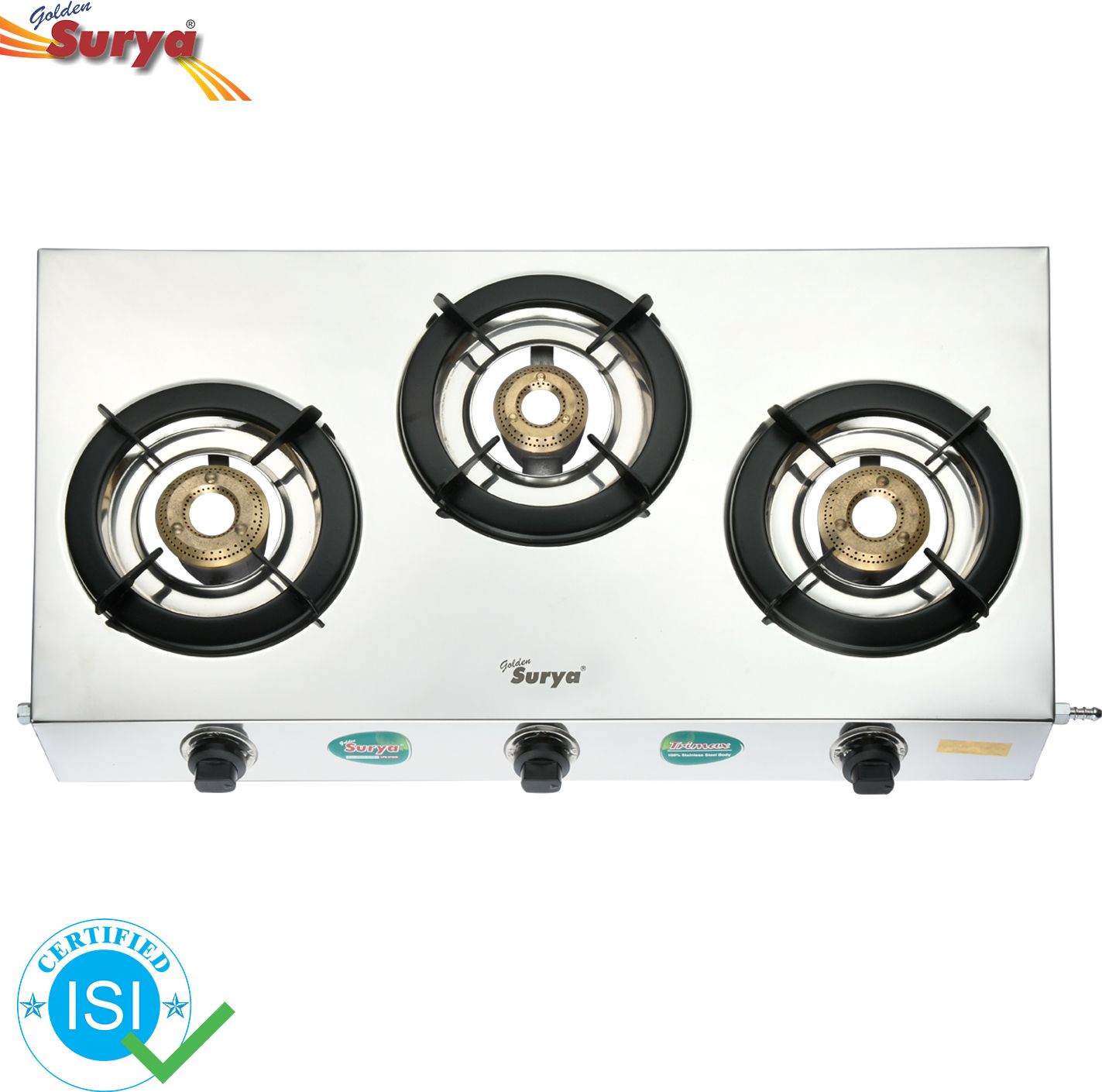 Stainless Steel Frame, 3 Burner Gas Stove With ISI Certified, Stainless Steel Manual Gas Stove-image-41