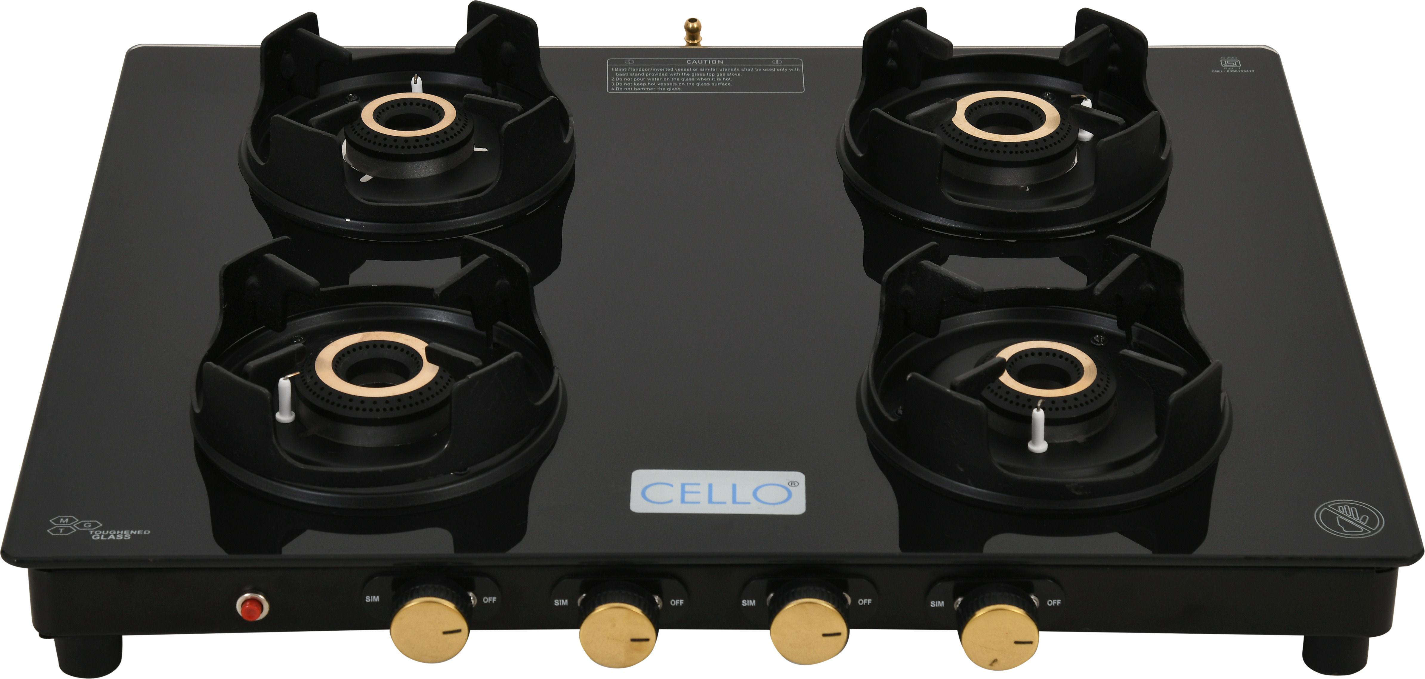 Granito 4 Burner Black Gas Cooktop, ISI Certified Glass Automatic Gas Stove-image-28