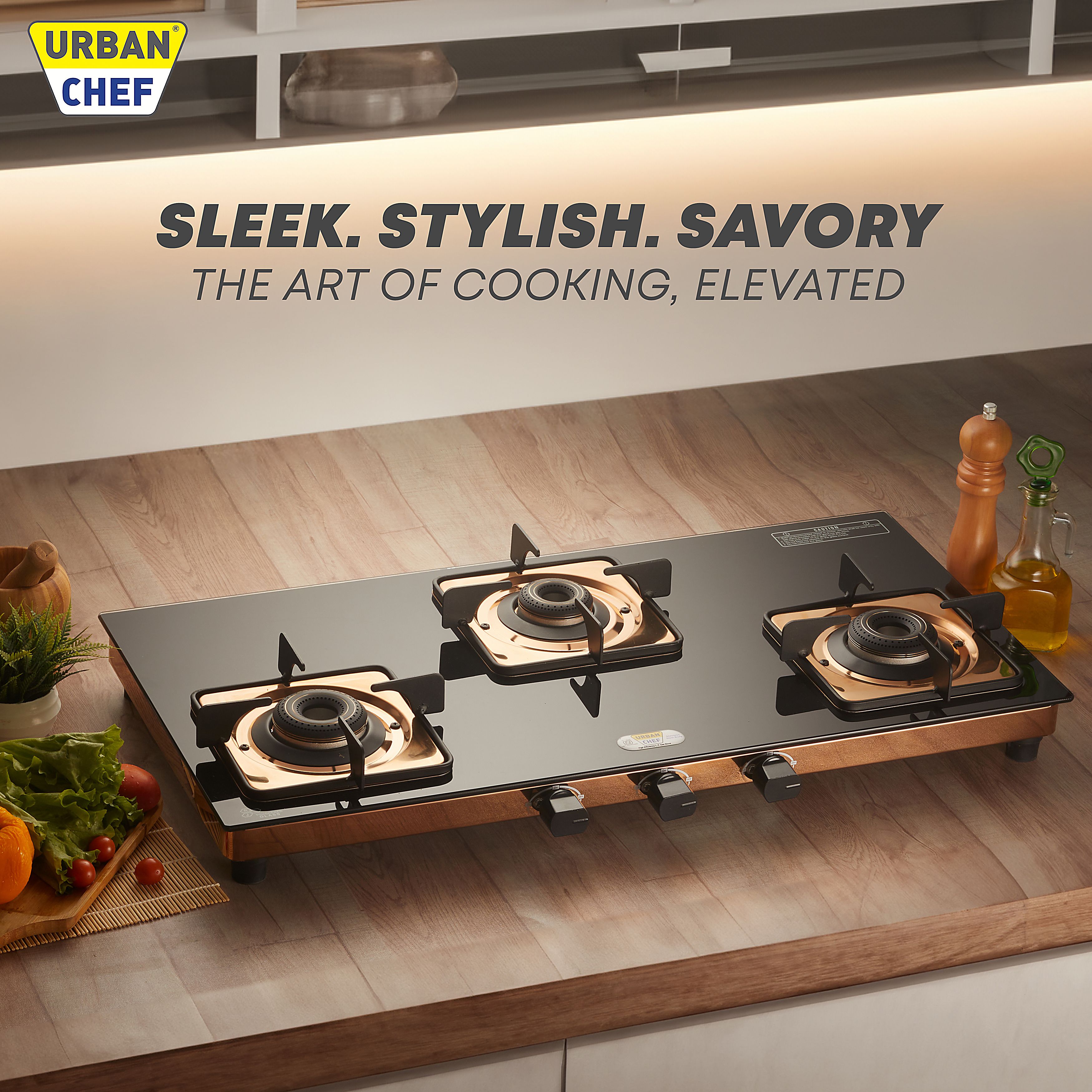 ISI Certified Rose Gold Gas Stove with High Powered Brass Burner Glass Manual Gas Stove-image-34