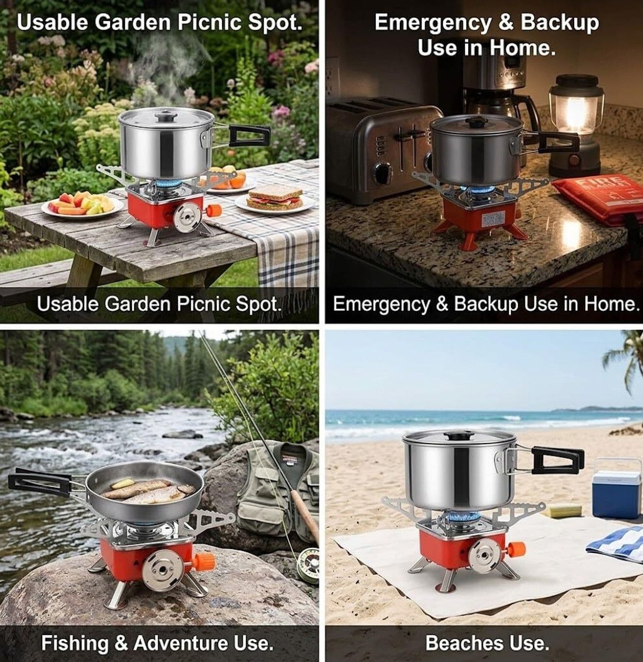 techel Small Foldable Gas Stove for Hiking, Travel, Outdoor Cooking, and Campin Stainless Steel Manual Gas Stove-picture-1