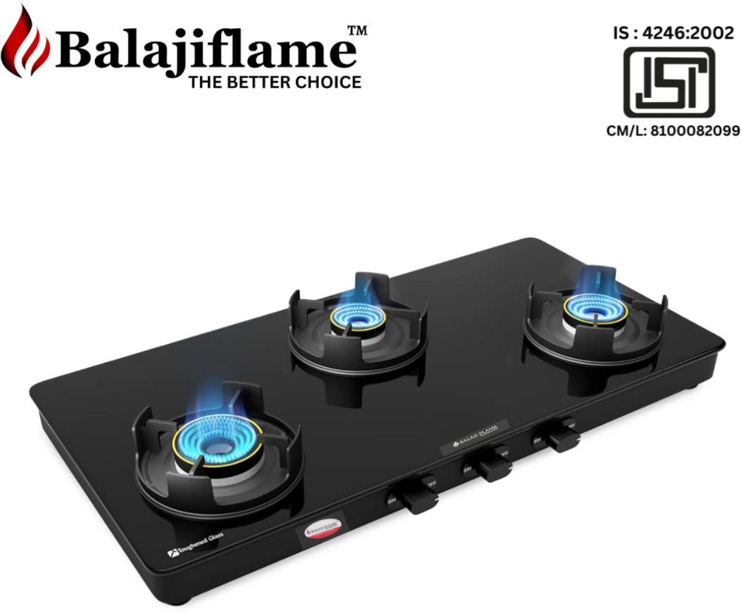 3 Burner Toughened Glass Cooktop Manual Ignition | ISI Certified | Glass Manual Gas Stove-image-27