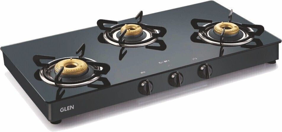 Glen CT1038 Stove with High Flame Forged Brass Burner Double Drip Tray Black Glass Manual Gas Stove-image-26