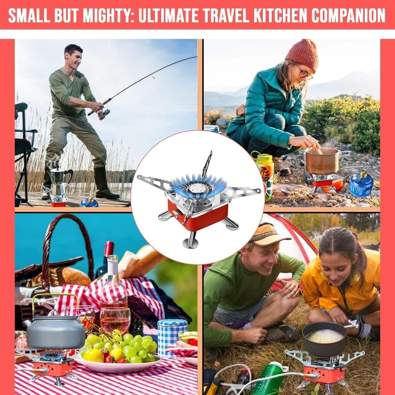 Portable Mini Gas Stove/Butane Gas Burner for Camping AZX52 Stainless Steel Manual Gas Stove-image-29