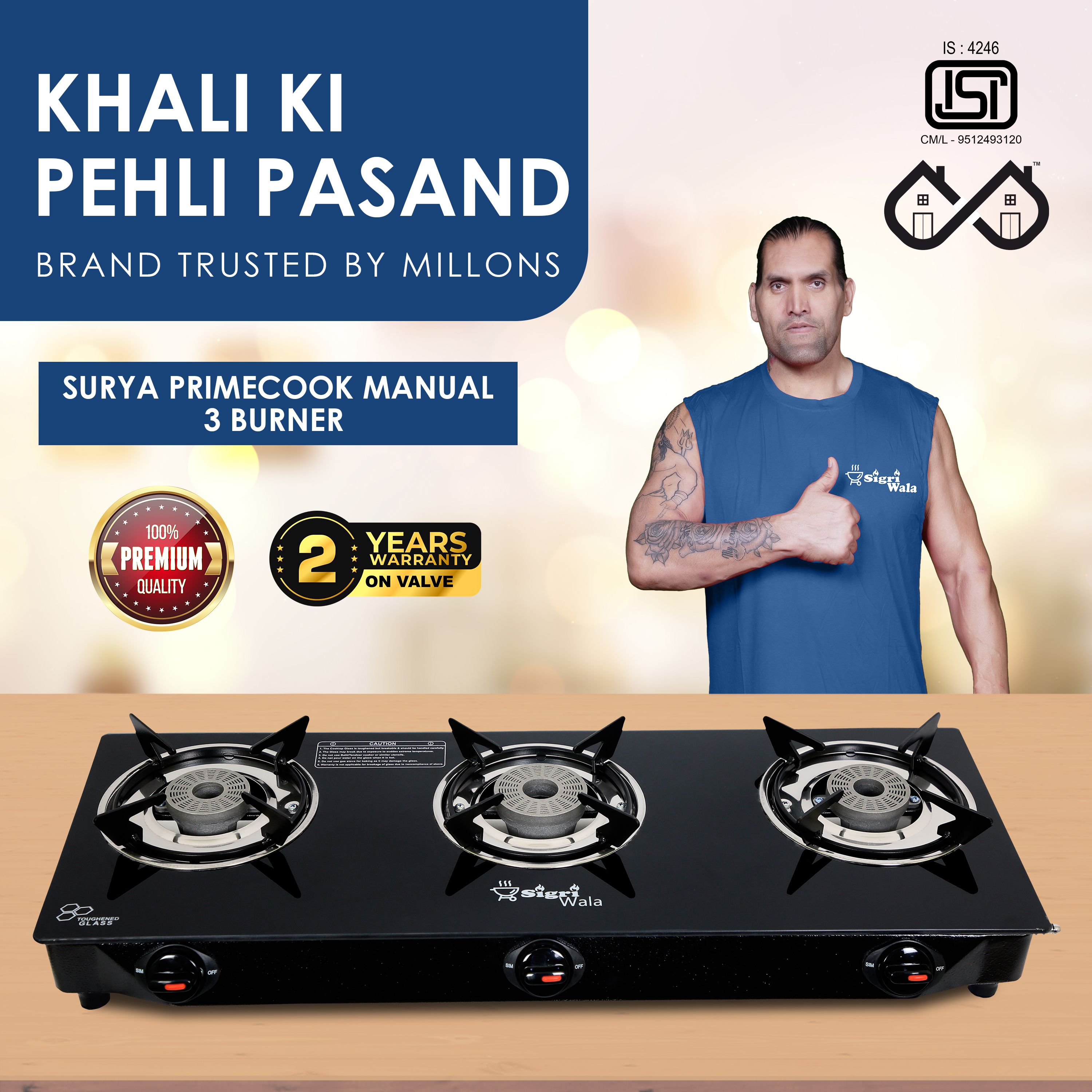Surya Primecook Manual Cute Plain Glass Manual Gas Stove-image-26