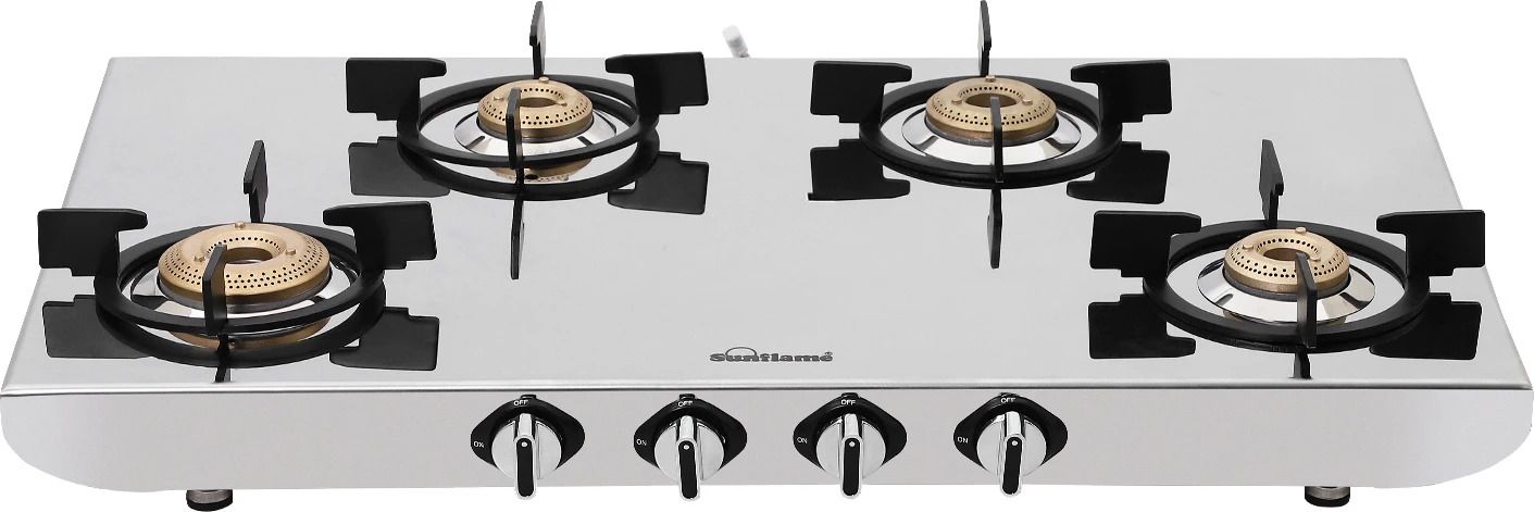 4 Burner Gas Stove with 2 MM Mirror Finish Design, Forged Brass Burners Stainless Steel Manual Gas Stove-image-14