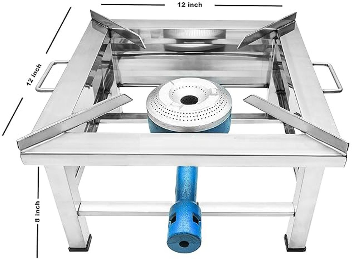 Stainless Steel Square Commercial Gas Chulha Canteen Bhatti Gas Stove Stainless Steel, Brass Manual Gas Stove-image-40